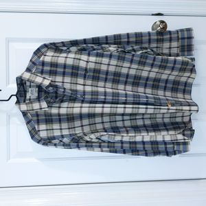🥰 blue tan Button down plaid long sleeve shirt